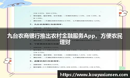 九台农商银行推出农村金融服务App，方便农民理财