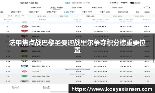 法甲焦点战巴黎圣曼迎战里尔争夺积分榜重要位置